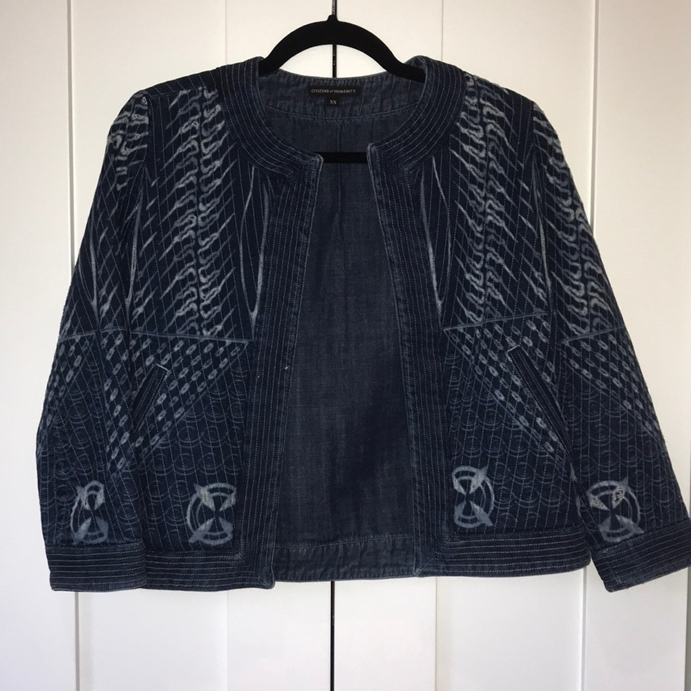 Citizens of humanity denim patterned bomber jacket